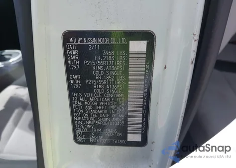 2011 Nissan Juke Sv z USA, uszkodzony, nr VIN JN8AF5MR3BT013422